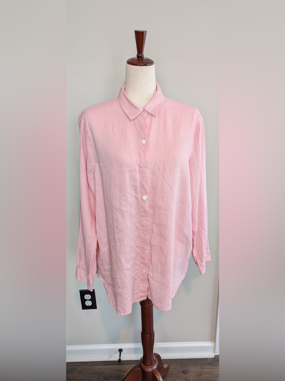 J. Jill Love Linen Women’s Light Pink Button Down Linen Shirt Size Medium